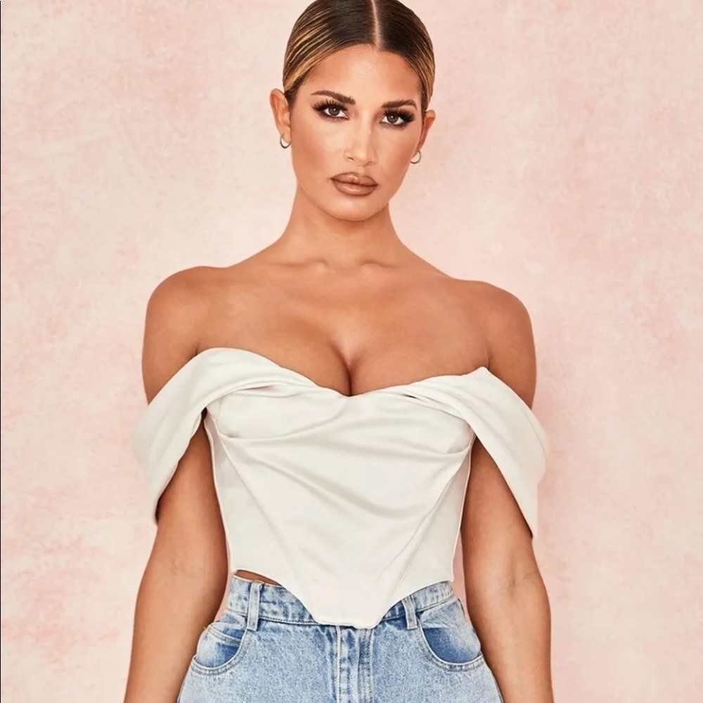 House of CB Silva corset ivory satin top